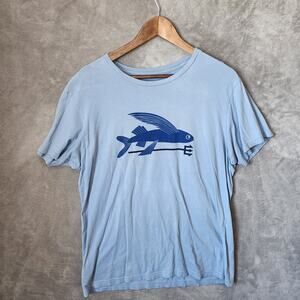 Patagonia Men's Large Slim Fit Fish Shirt - Organic Cotton Light Blue